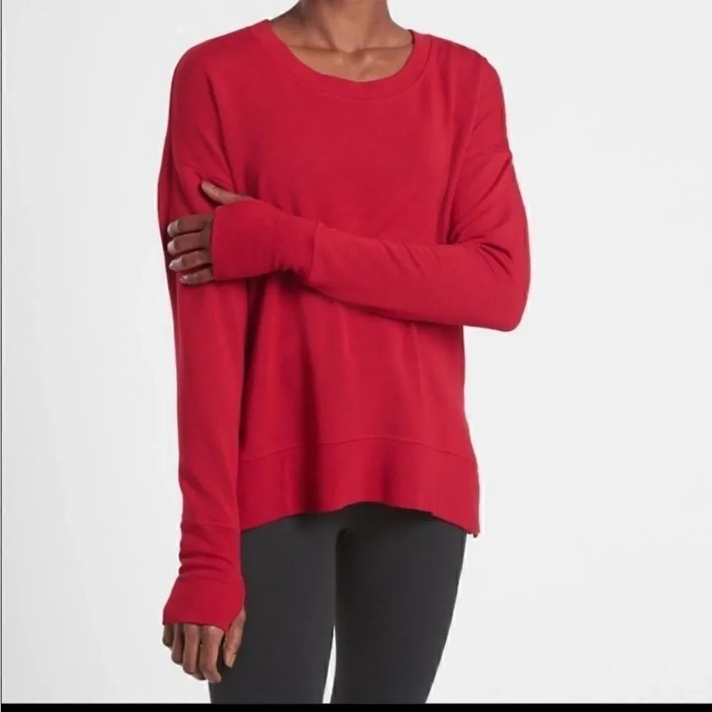 Athleta Coaster Luxe Crew Sweatshirt red XXS new